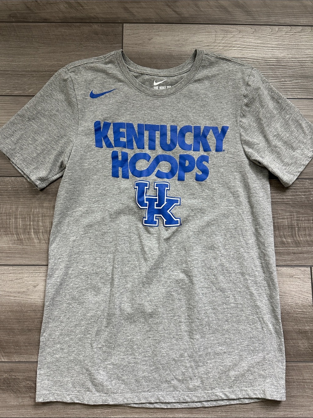 Nike Gray Athletic Cut T-Shirt with Blue Kentucky Hoops Logo